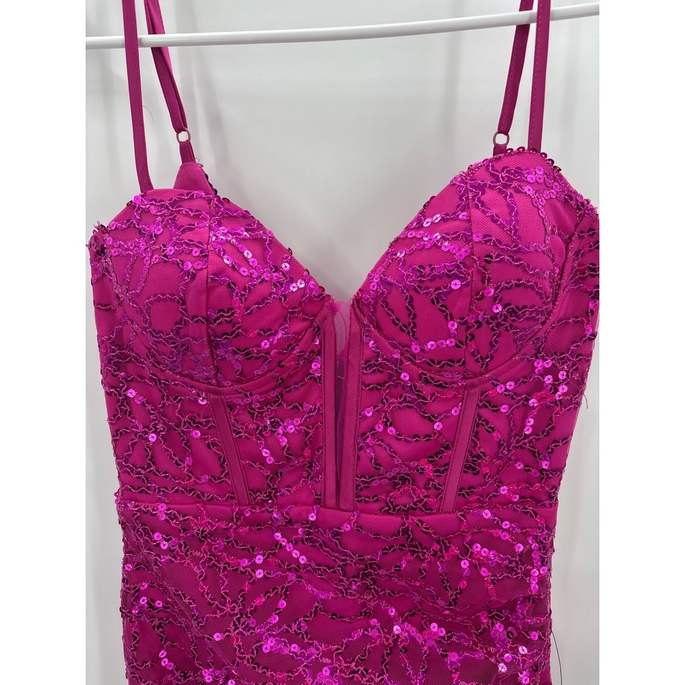 Lulus Magnificent Allure Hot Pink Sequin Corset Mini Dress XXS  Bodycon - Picture 8 of 13